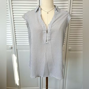 SOLD💗Candie's White & Black Mini Herringbone Short Sleeve Collared Loose Blouse